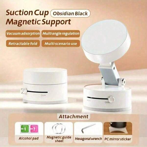 Soporte magnético giratorio de doble cara para teléfono, montaje para automóvil, adecuado para ver videos y navegación sin usar las manos. Instalación fácil con una sola mano, se ajusta a la mesa de noche, el escritorio y el interior del automóvil, equipado con imanes de vacío de doble cara, incluye soporte magnético para automóvil, un gran regalo para amigos compatible con iPhone, teléfonos Android, regalo para cumpleaños, familia, accesorios para automóvil, soporte para teléfono de automóvil