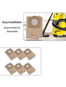 1/3/6 Pcs Vacuum Cleaner Dust Bags Compatible With Karcher 6.959-130.0, A2204, Wd3.300, Mv3, Wd3, Paper / Non-Woven Material,Tool Accessories,Large Capacity Durable Design, Easy Replacement, Transparent Filter Chamber, High-Efficiency Filter Material.