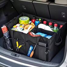 Foldable Car Trunk Storage Bag, Waterproof Car Storage Bag, Portable Large Capacity Trunk Storage Bag With 3 Compartments, Universal Version Suitable For SUV, Sedans, Trucks - 黑色 - 查看 4