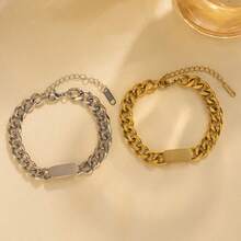 2 件套磁性心形吊坠情侣手链，男女通用时尚银色简约手链首饰，送给男朋友女朋友的礼物，情人节 - 銀色 - 查看 14