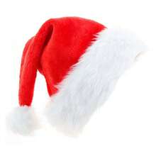 Adult Unisex Thickened Plush Classic Santa Claus Hat, Suitable For Christmas Party Wear - Red and White - View 1