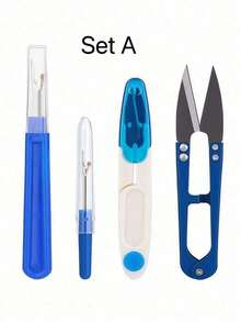 Sewing Thread Trimmer Set With Thread Cutters, Plastic-Handled Needlework Tools, And Scissors - Essential DIY Sewing Hand Tools For Quick Thread Trimming.