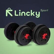 Kit de Mancuerna y pesas Lincky de 10kg. Barra recta peso ajustable Color negro - 10Kg - Ver 6