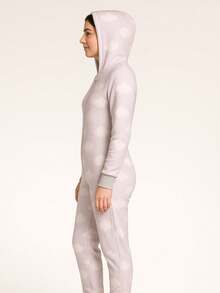Mameluco Pijama de una pieza Estampado Dinosaurio Felpa Suave para Adulto con Cierre Kigurumi para Mujer - Lila Púrpura - Ver 4