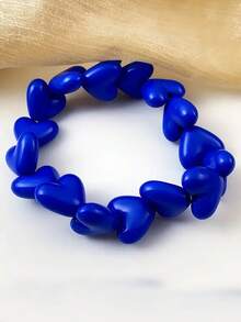 1 pieza Brazalete elástico con forma de corazón de acrílico de moda para mujeres, adecuado para uso diario y como regalo del Día de San Valentín