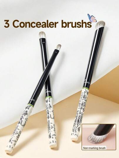 Amortals 3 pezzi Set di pennelli per trucco della serie Artista da Giardino, adatti per coprire occhiaie, solchi lacrimali, segni di acne, sfumatura, ideali per principianti, truccatori professionisti, regali per appuntamenti, feste, matrimoni, Natale, Ognissanti, Ringraziamento, laurea, compleanni, vacanze, stile Y2K, spiaggia, viaggi, campeggio, eventi all'aperto, cosplay, cosmetici di alta gamma