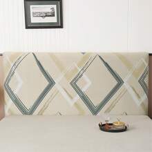 Stretchable Milk Silk Headboard Cover, All Inclusive, Simple Geometric Pattern Design, Soft Polyester Fiber Fabric, Modern Style Bedroom Furniture Protective Cover