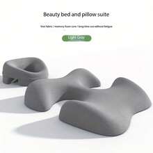 Breastfeeding Mother's Reclining Pillow With Breast Pad, Beauty Bed Special Memory Foam Pillow, Beauty Salon Reclining Pillow, Massage Reclining Pillow, Soft Polyester Fabric, Polyurethane Filling, Zipper Design, Suitable For Adults, All-Season Multi-Functional Use, Christmas Gift - Màu Xám nhạt - Xem 4