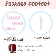 Pink Nails Press On Long Stiletto Fake Nails Glitter Bling Glue On Nails 24Pcs Glossy Acrylic Nails Manicure Stick On Nails Almond Shiny Artificial Nails - 多色10 - 查看 6