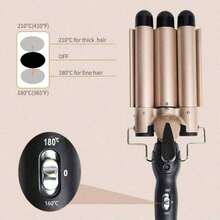 Máy uốn tóc 3 thùng, Máy uốn tóc chuyên nghiệp Jumbo 25 mm (1 inch), Máy uốn tóc cầm tay làm nóng nhanh để uốn tóc, Máy uốn tóc Máy uốn tóc có thể điều chỉnh làm nóng tức thì, giúp tạo kiểu tóc thật dễ dàng tại nhà. Có thể làm cho mái tóc của bạn khỏe mạnh hơn, tự nhiên và bóng mượt hơn. Máy uốn tóc chạy điện 3 thùng, Dụng cụ tạo kiểu tóc cuộn trứng kiểu Mỹ, Máy uốn tóc Slouchy Wave (Màu vàng hồng) - Xem 10