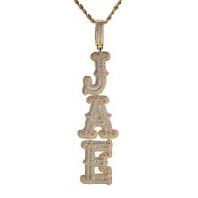 Customized Vertical Engraved Letter Pendant Brass Cubic Zirconia Necklace, DIY Name Pendant, Hip-Hop Style, Casual Wear, Comes With A Braided Chain - 刺刺 - 查看 4