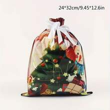 2PCS/Set Christmas Gift Packaging Bags With Drawstring Closure Festive Santa Reindeer Snowflake Tree Designs Multiple Styles Of Gift Packaging Bags Durable Plastic Holiday Treat Bags For Xmas Decorations Candy & Presents - Multicolor - View 23