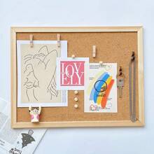 1pc Soft Cork Message Board, Notification Pin Board, Romantic Memo Board With Pushpins (Random Color) And Hanging Rope, Vision Board, Office, Home Announcement Board, Classic Framed Bulletin Board, Collapsible & Decorative