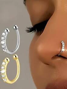 2/1pc Adjustable Fake Nose Ring, Piercing-Free Nose Hoop, Sexy Style Fashion Hip-Hop Accessory, Jewelry Lover's Choice, Gift For Birthday, Holiday, Christmas, New Year