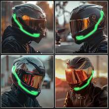 1 Set de Luces para Casco de Motocicleta, Luces de Freno Libres para Casco, Pegatinas de Rayas Iluminadas, Tira de Luz EL para Cascos de Motocicleta