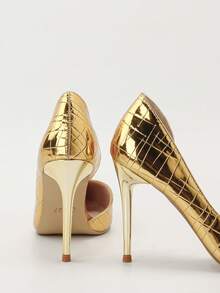 Fashionable Minimalist Pointed Toe Sexy Nightclub Slimming Stiletto Super High Heel Peep Toe High Heel Shoes, Elegant Ladies High Heels, Closed Toe High Heels, Elegant Women Shoes, Gold High Heels