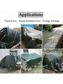 1 pieza Lona multiusos impermeable, con ojales reforzados, adecuada para cubiertas de camiones, uso al aire libre, camping y accesorios para tiendas de campaña, protección impermeable, sombra contra la lluvia, resistente al desgarro, bordes reforzados, ojales a prueba de óxido, ideal para protección solar al aire libre y uso agrícola, hecha de material de PE, totalmente impermeable, tela impermeable duradera para camping, disponible en varios colores y tamaños