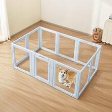 Dog Whelping Box, 76x49x30 In Plastic Dog Whelping Pen For Large Sized Dogs, Waterproof Puppy Playpen With Transparent Windows & Door Lock, Easy To Clean, Durable Indoor Pet Dogs Cats Birth Kit - Chó lớn (L) Xanh lam - Xem 9