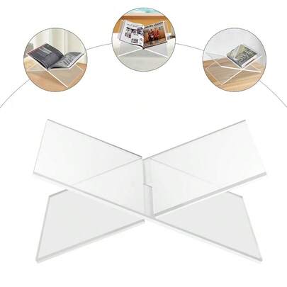Clear X-Shape Book Stand - Acrylic Reading Rack With Adjustable Angles - Transparent Page Holder For Desks & Tables - Non-Slip Book Display Stand For Reading - Modern Literature Rest For Home & Office Use