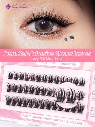 [39Pcs]GENIELASH Glue-Free Cool Girl Eyelash For Beginner Self Adhesive Eyelashes Natural False Eyelashes No Need Glue