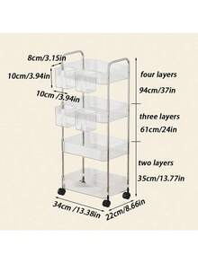 4-Tier Acrylic Storage Rolling Cart – Clear Multi-Layer Mobile Organizer With Wheels For Bathroom, Laundry Room, Kitchen, Office, Living Room & Bedroom – Transparent Storage Trolley With Handle, Modern Minimalist Utility Cart For Home Organization & Space Saving – Sturdy Acrylic Shelving Unit, Easy To Assemble & Clean