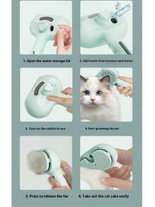 3-In-1 Pet Steam Brush - Steam Fur Remover & Grooming - Water Brush For Long & Short Haired Pets - Spray Fur Brush - White - View 9