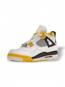 Nike 耐克女子运动鞋 AIR JORDAN 4 RETRO 运动高弹轻便缓震亲肤易搭配健身休闲街头旅行郊游白/黄 AQ9129-101 - 黃白色 - 查看 5