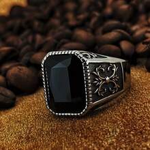 Herren vintage Edelstahl Ring mit Kreuzdesign und rechteckigem kubischem Zirkonia - minimalistisches Modeaccessoire - Ring - Übersicht 27