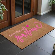 1pc "Hey There Sunshine" Cheerful Doormat - Non-Slip Rubber Backing, Machine Washable Lightweight Entryway Mat With Pink Heart Design, 24"X16" & 30"X18" Sizes For Spring Summer Outdoor Decor, Easter Mother's Day Father's Day Home Decor, Floor Mats For HomeChristmas Decor Kitchen Rug