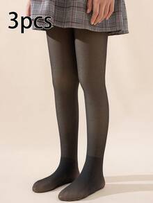 3 Cặp quần tất trẻ em màu đen, lót nhiệt, thoáng khí, ấm áp, dành cho bé gái, mùa thu/đông - Nhiều màu - Xem 19