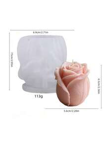 Molde de silicone para vela com aroma de rosas, 1 peça, asas de rosa, sabonete em gesso, enfeites decorativos para o dia dos namorados e presentes criativos - Branco - Ver 3
