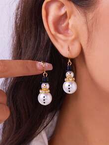 زوج من أقراط النساء ذات تصميم قلادة الثلج والخرز المرصع بالزركونيا البلورية، ديكور عيد الميلاد الأنيق، هدية مثالية لزوجة، صديقة، عائلة، أم، أخت