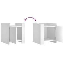 Bedside Cabinet White 45x50x50 Cm Engineered Wood - White - View 8