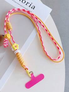 1 pieza Cordón ajustable de nailon con colgante floral, correa transversal resistente, correa para la muñeca para teléfono, cámara, bolso, unisex