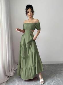 Women Long Dresses - Green - View 4
