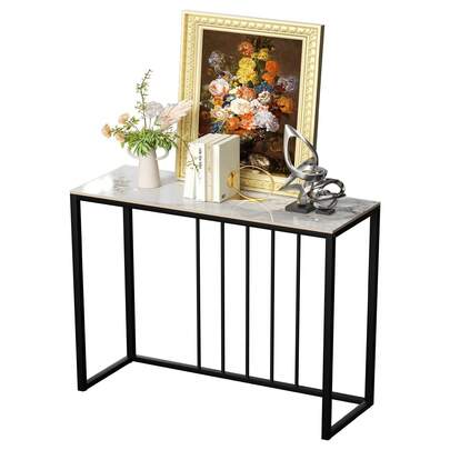 Wisfor 31.5inch Rectangle Sintered Stone Console Table For Entryway Storage Table Behind Sofa