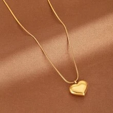 1 pieza Collar de corazón elegante y suave chapado en oro de 18K para mujer, joyería de acero inoxidable, mejor regalo para amigos para fiestas