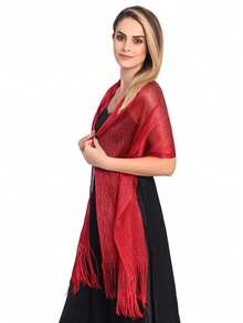 1pc Party/Banquet Silver Metallic Scarf/Shawl