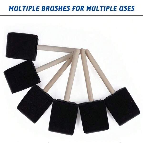 5/10/20/50pcs Mixed Foam Brush Set With Wooden Handles - Lightweight, Durable, Great For Acrylic, Dye, Varnish, Crafts