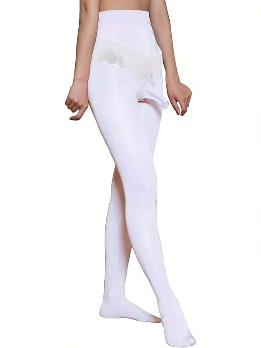 Men's Sexy 8D Oil Nylon Sheer Pantyhose High Elastic Shiny Glossy Stockigs Shaping Tightshalloween - 白色,鞘關閉 - 查看 1