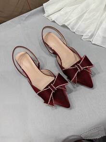 High Heeled Women's Shoes, Fashionable Large Buckle Women's Shoes, Daily Elegant Style,Kitten Heels,Party Outfits - Red - View 7