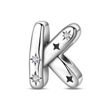 Easvnya S925 Silver-Plated A-Z 26-Letter Silver Star Beaded Daily Versatile Pendant, Commuting Small Pendant Suitable For Original Bracelets And Necklaces, Simple And Fashionable Pendant DIY Jewelry Making, Buy Your Favorite Letters To Form Your Own Birthday Or Name, Women's Birthday, Holiday Party Gifts