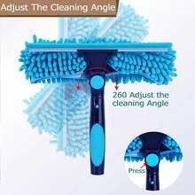 13.7ft Window Cleaning Equipment - Window Cleaner With Squeegee & Scrubber, Extendable Pole For Hard-To-Reach Windows, Includes Replacement Microfiber Pads & Rubber Blades - Blue - View 6