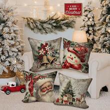 Lanpn - Juego de 4 fundas de almohada de Navidad de 12 x 12 pulgadas, decoración de Navidad, funda de almohada decorativa de invierno, cojín de árbol de Navidad para interior, hogar, dormitorio, sofá - 31 x 31 cm (Paquete de 4) - Ver 5