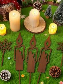 Rustic Rusty Candles And Snowflakes Garden Decor – Perfect Christmas Outdoor Patio Ornaments