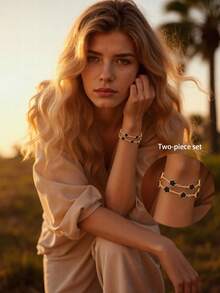 2 piezas Pulseras de cobre con flores de 5 pétalos minimalistas, adecuadas para citas, regalo de graduación, uso diario