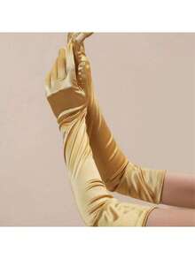 1 Pair Bridal Satin Gloves, Elegant Evening Party Gloves, High-End Luxury Formal Gala Gloves - Multicolor - View 6