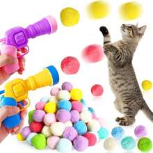 2 Cat Toy Launchers & 100 Cat Pom Pom Balls,Cat Toys Balls Launcher,Launch Ball Interactive Toy,Silent Plush Elastic Ball For Kitty,21493836 - 粉色 - 查看 1