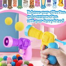 2 Cat Toy Launchers & 100 Cat Pom Pom Balls,Cat Toys Balls Launcher,Launch Ball Interactive Toy,Silent Plush Elastic Ball For Kitty,21493836 - 粉色 - 查看 5