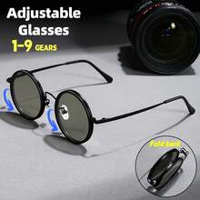 1pc New Steampunk Style Rotatable Lens Goggles With Adjustable Lens Color, Round Frame Metal Frame Glasses For Boys Outdoor Travel Photography - Spring Black - View 2